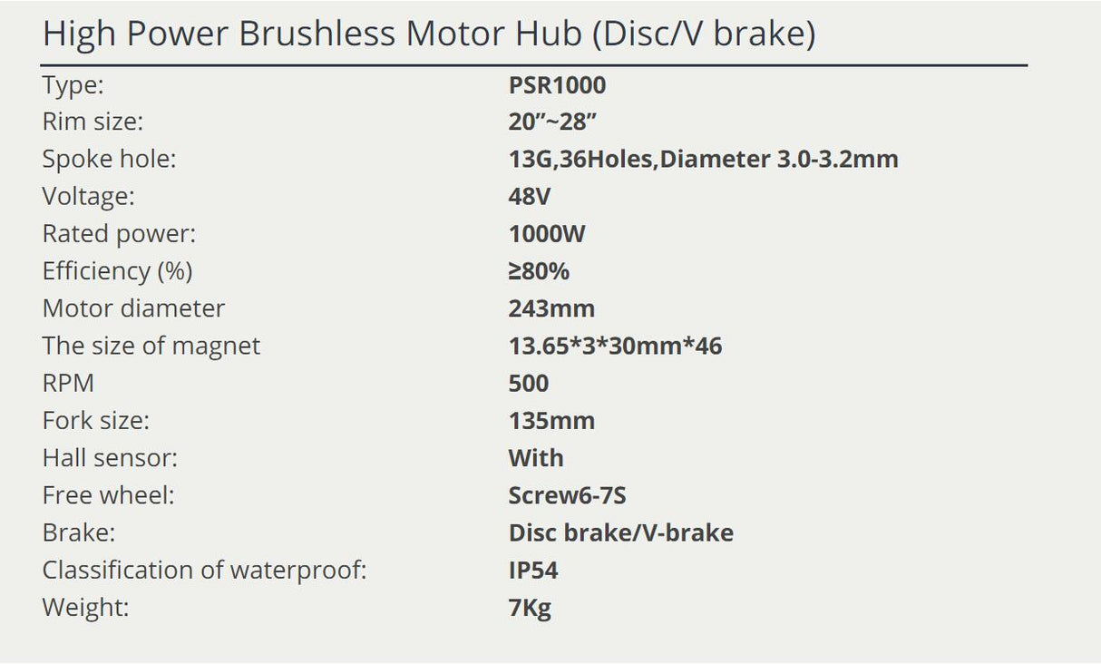 EUNORAU 48V1000W Rear Wheel Hub Screw Freewheel Motor