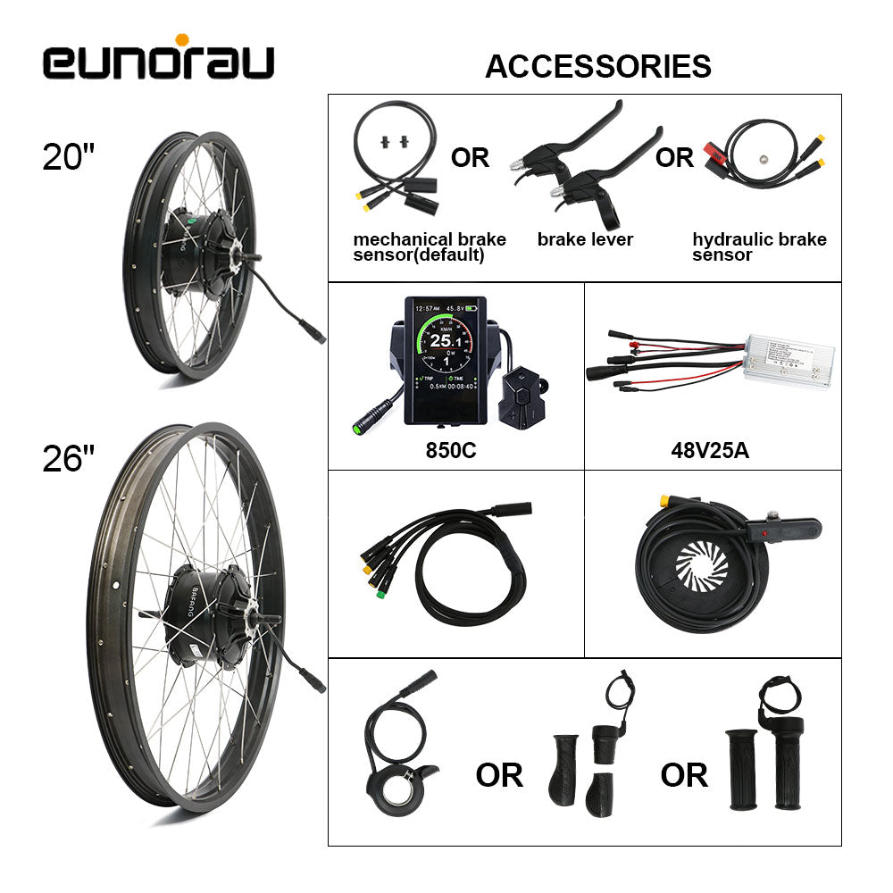 ENA 48V1000W Fat tire Ebike Rear Hub Motor Conversion Kit